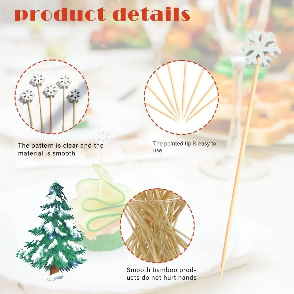 Charming Snowflake Appetizer Picks - 100pcs 4.7